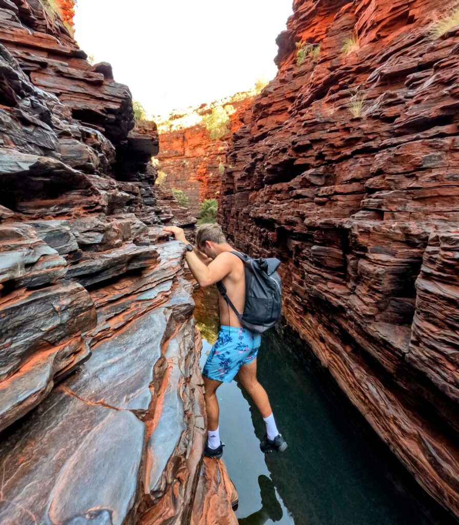 Klettern bei der Hancock Gorge